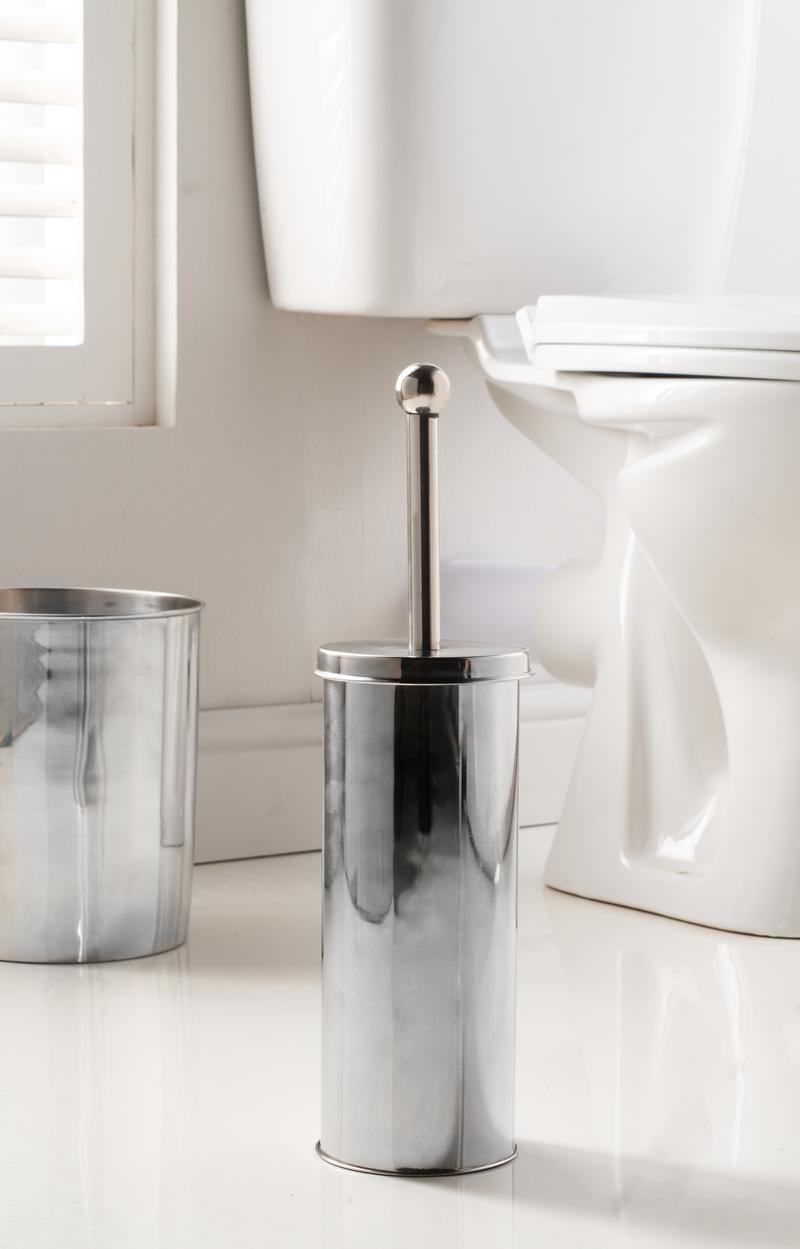 OurHouse Toilet Brush and Bin Set Chrome