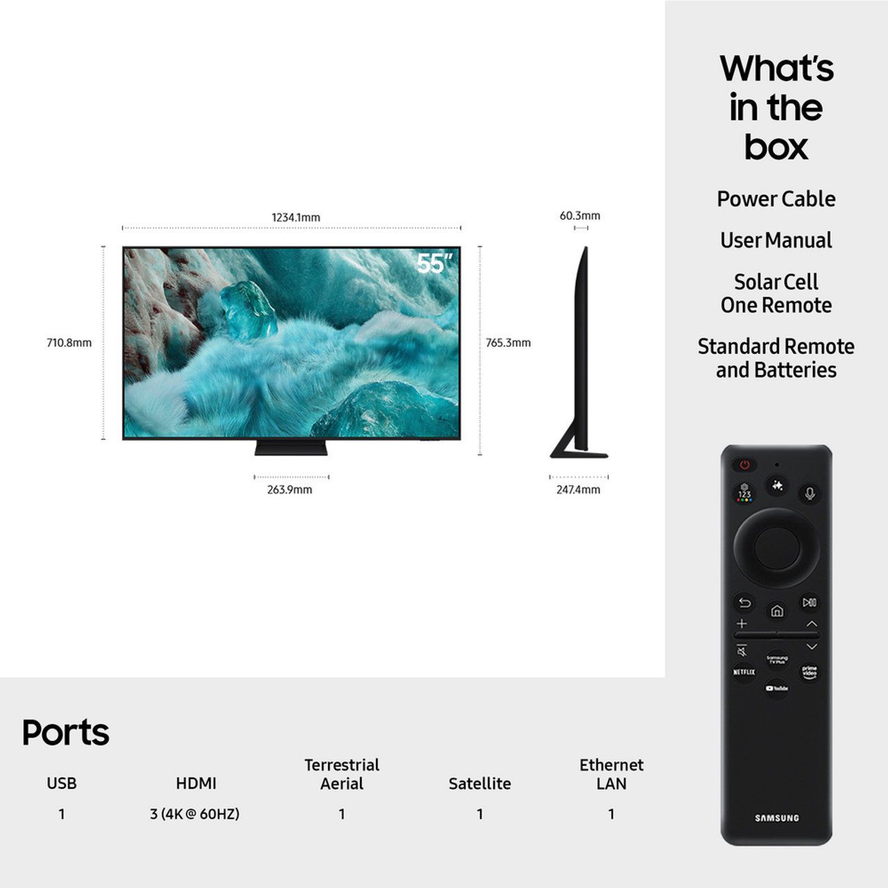 Samsung 55" QLED 4K Ultra HD Smart AI TV (2025) – HDR, Black (QE55Q7F5A)
