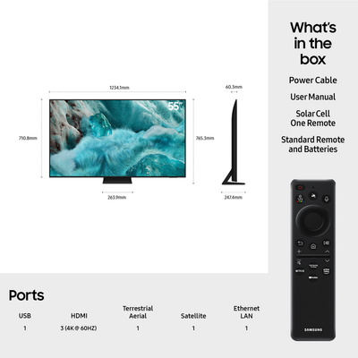 Samsung 55" QLED 4K Ultra HD Smart AI TV (2025) – HDR, Black (QE55Q7F5A)
