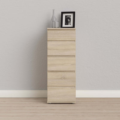 Nova 5 Drawer Narrow Chest - Oak
