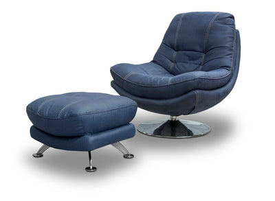 Axis Swivel Chair & Footstool Denim