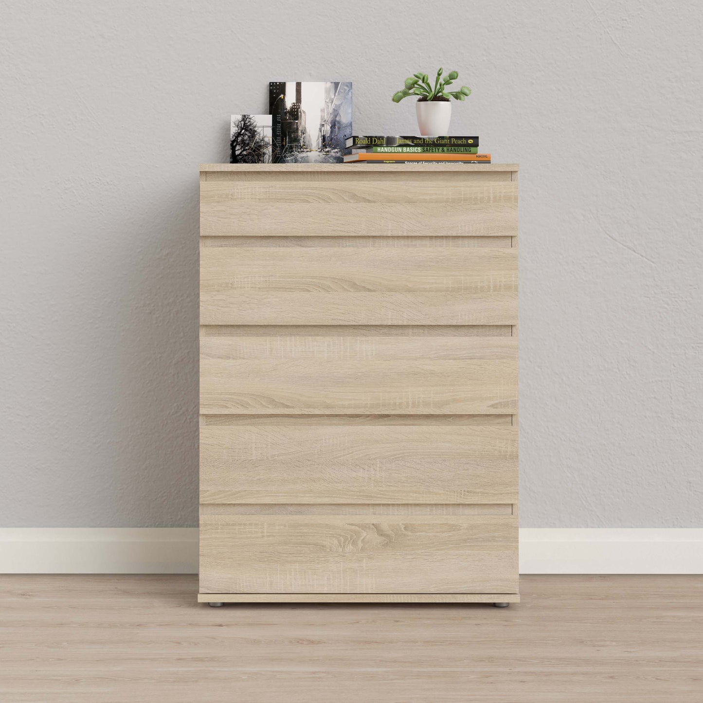 Nova 5 Drawer Wide Chest - Oak