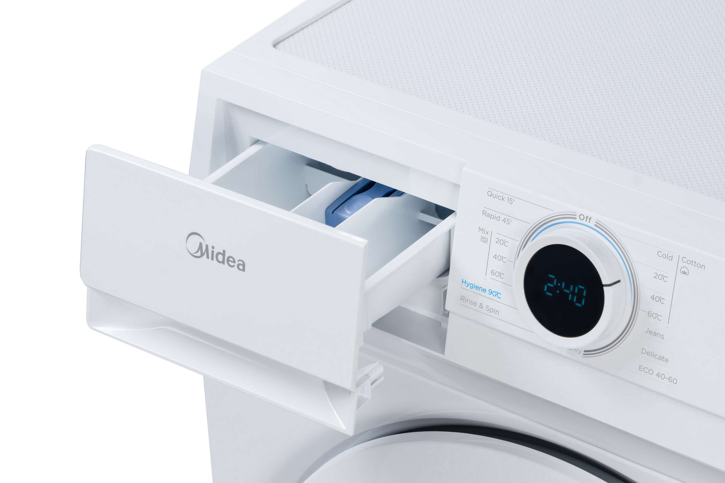 Midea MF100W70 Freestanding Washing Machine, Lunar Dial and LED Display, 1200 RPM, 7 kg Load, White [Energy Class D ]