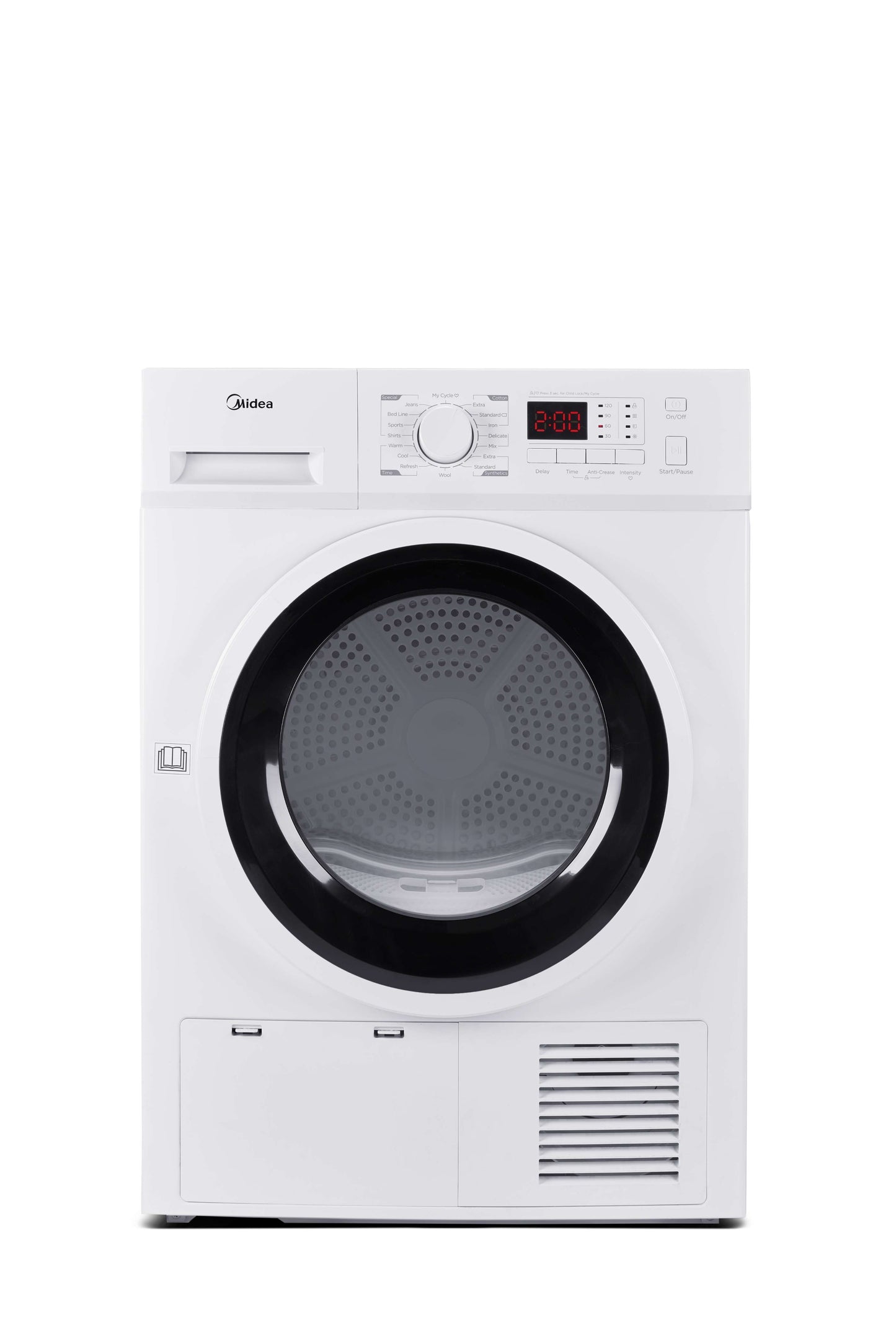 Midea MDG09EH80 8kg Freestanding Heat Pump Dryer, Energy Efficient A++, 16 Programs, Auto-Dry, Anti-Crease, Delay Start, Child Lock, White – Large Capacity Laundry Dryer