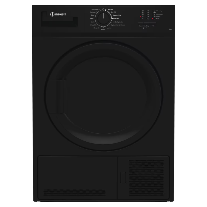 Indesit CYDC82BBGL UK 8Kg Condenser Tumble Dryer - Black - B Rated