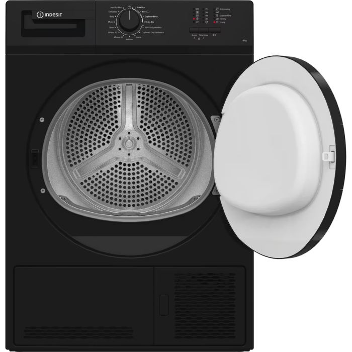 Indesit CYDC82BBGL UK 8Kg Condenser Tumble Dryer - Black - B Rated