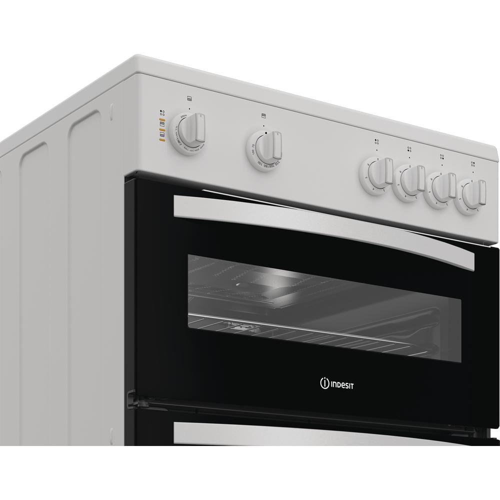 Indesit 60 cm Electric Double Cooker – IDE6VMW, Ceramic Hob, A-Rated, White