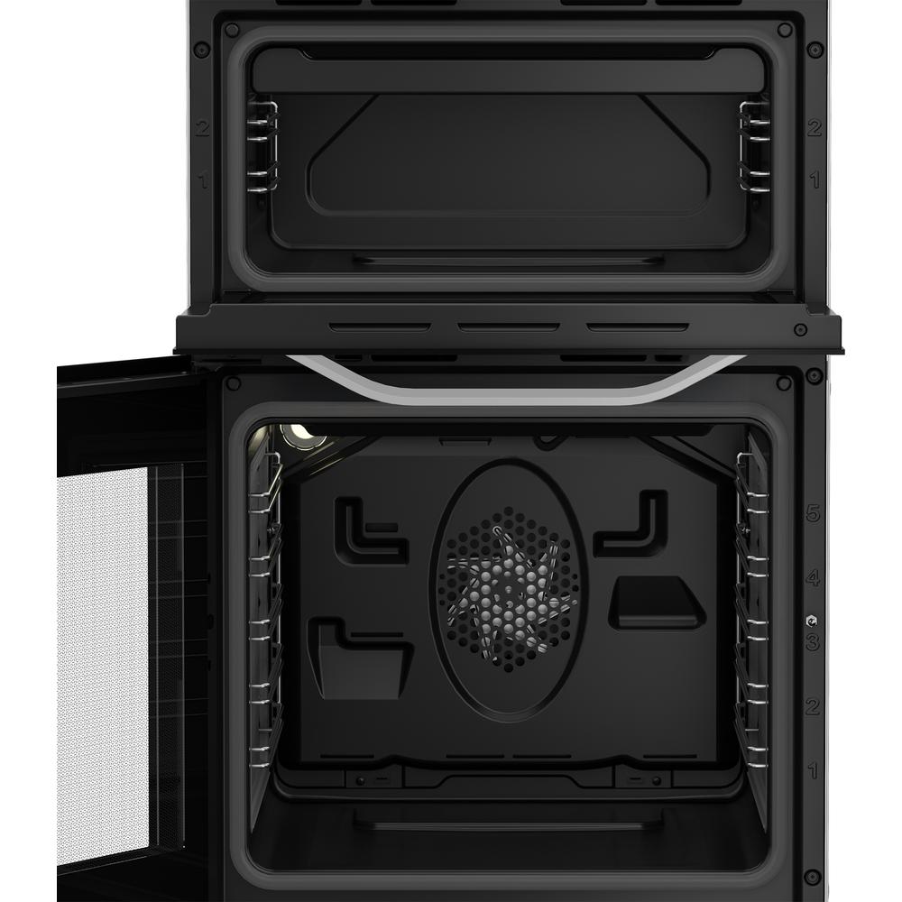 Hotpoint HTE5VCW 50 cm Electric Twin Cooker – 63 L Fan Oven, Ceramic Hob, Separate Grill, Catalytic Cleaning, A-Rated, White