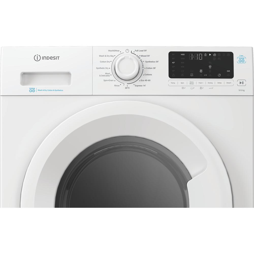 Indesit IDP 9646 Push&Go UK 9kg/6kg Washer Dryer – 1400RPM, Steam, Quick Wash & Dry, White (A Rated Wash)