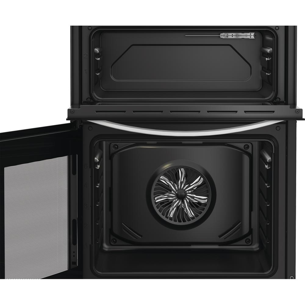 Indesit ITE6VMW 60cm Electric Twin Cooker with Ceramic Hob – Double Oven, 69L Capacity, White