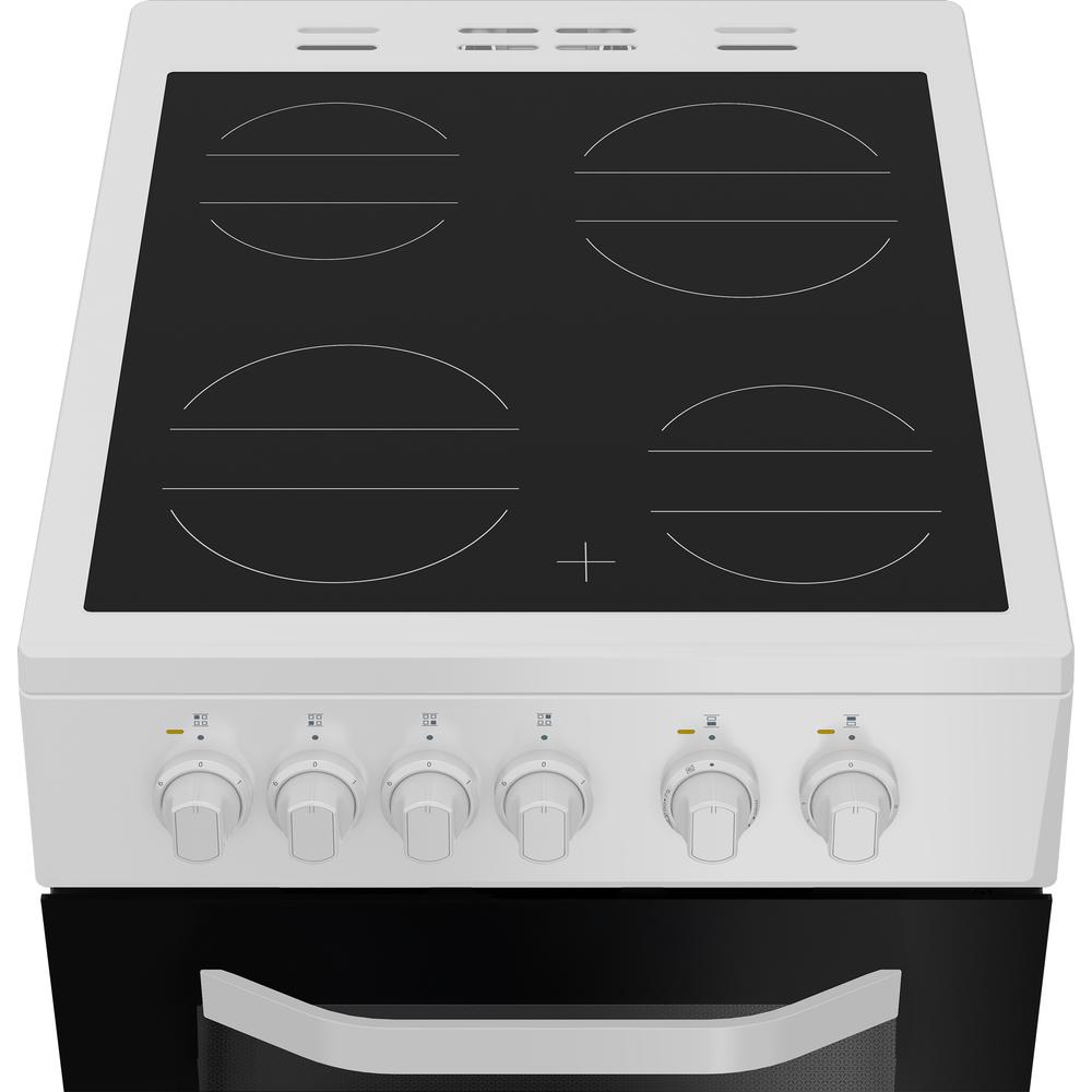 Hotpoint HTE5VCW 50 cm Electric Twin Cooker – 63 L Fan Oven, Ceramic Hob, Separate Grill, Catalytic Cleaning, A-Rated, White