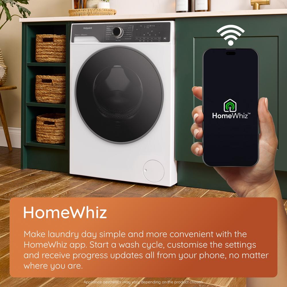 Hotpoint Fabric Care Pro 10kg 1400 Spin Washing Machine, AutoDose, WiFi Connected, Manhattan Grey, A-50% Rated – HP105GACARE