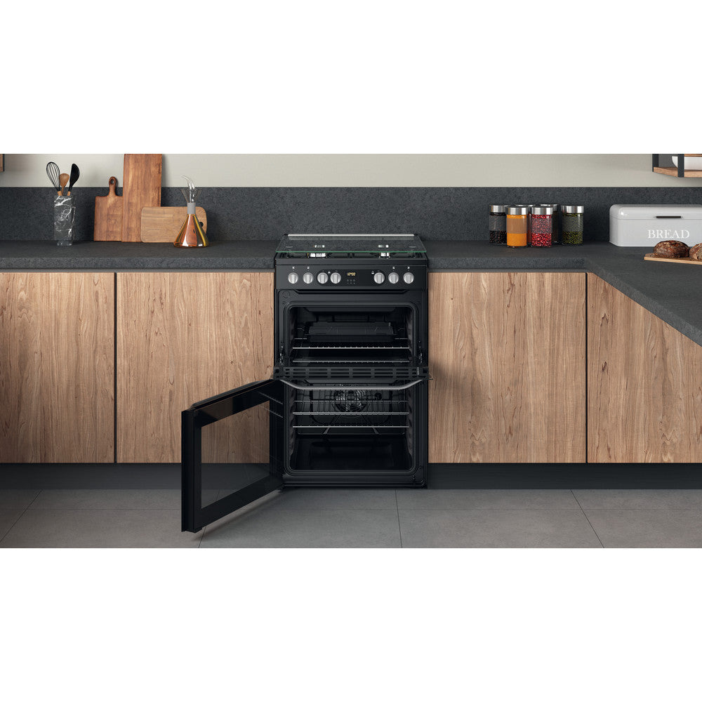 Hotpoint 60cm Dual Fuel Cooker - Black - A/A Rated - HDM67G9C2CB/UK
