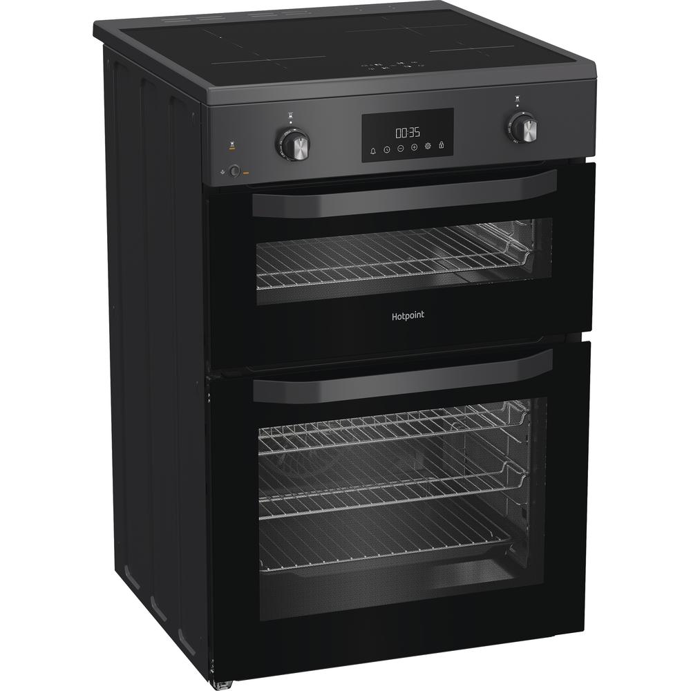 Hotpoint 60 cm Electric Induction Double Oven Cooker – HDE6IDC2SA, Anthracite, Multiflow, A-Rated