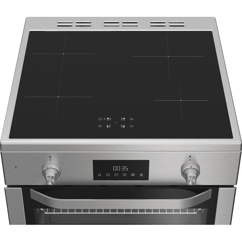 Hotpoint HDE6IDC2X 60cm Electric Double Cooker with Induction Hob – 75L Multiflow Oven, Catalytic Cleaning, A Rated, Stainless Steel