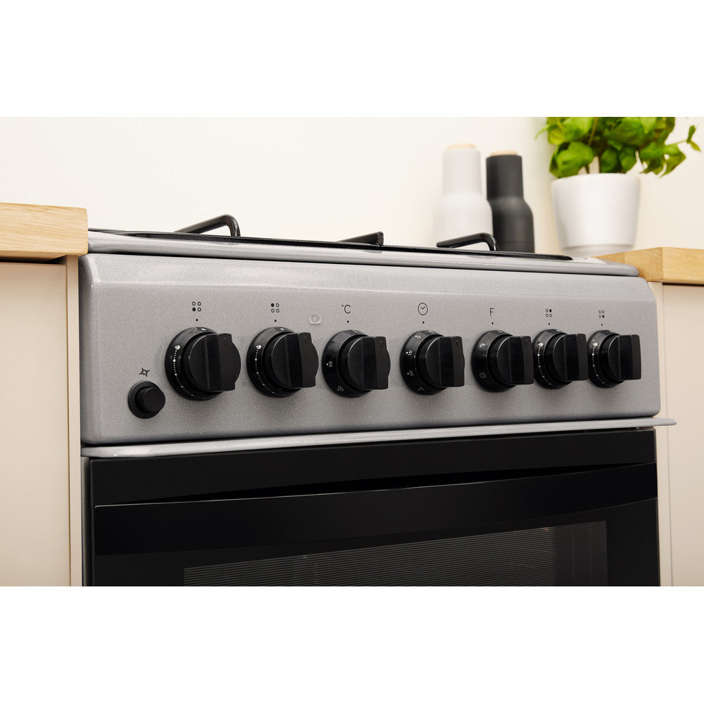 INDESIT 50 cm Dual Fuel Cooker - Silver - IS5G4PHSS