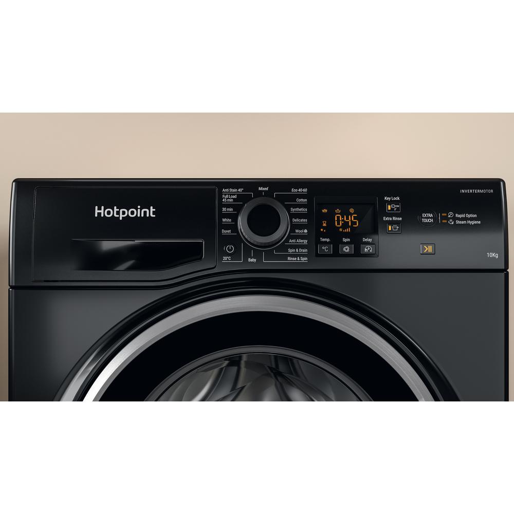 Hotpoint AntiStain 10kg Black Washing Machine – Energy Efficient A (NSWM1046BSUK)