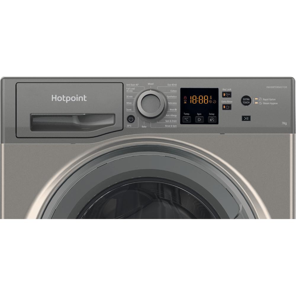 Hotpoint NSWM 7469 GG UK 7kg 1400rpm Freestanding Washing Machine – Anti-Stain Technology, Quick Wash, A Energy Rated, Graphite