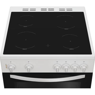 Indesit ITE6VMW 60 cm White Electric Twin Cooker – 4-Zone Ceramic Hob, 69 L Oven, Steam & Clean