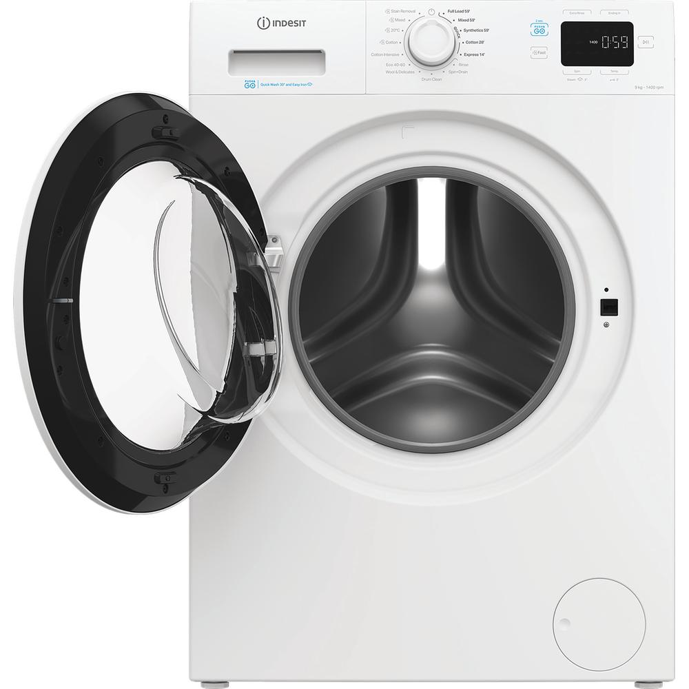 Indesit Push&Go 9kg Freestanding Washing Machine with Steam Hygiene, 1400 RPM – White (IP946PUSHGOUK)