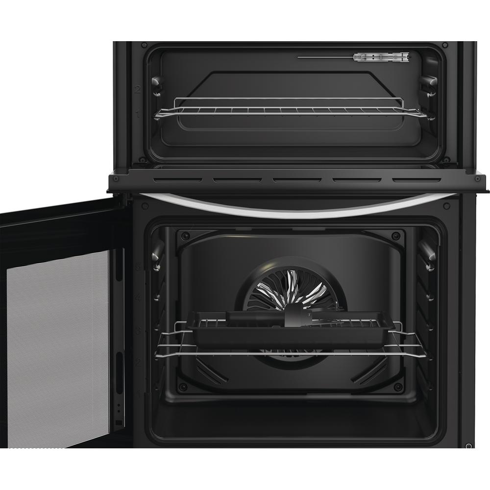Indesit ITE6VMW 60cm Electric Twin Cooker with Ceramic Hob – Double Oven, 69L Capacity, White