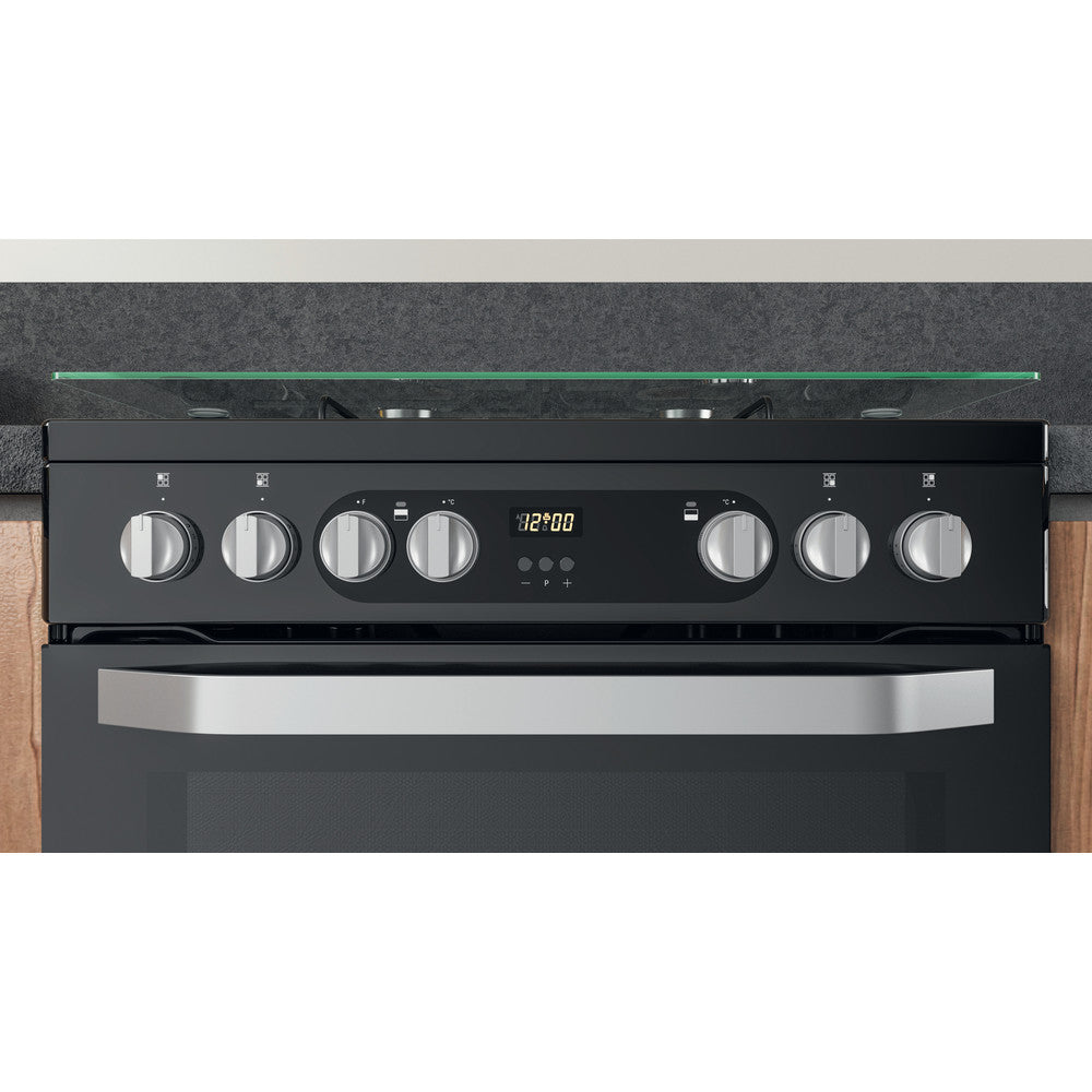 Hotpoint 60cm Dual Fuel Cooker - Black - A/A Rated - HDM67G9C2CB/UK