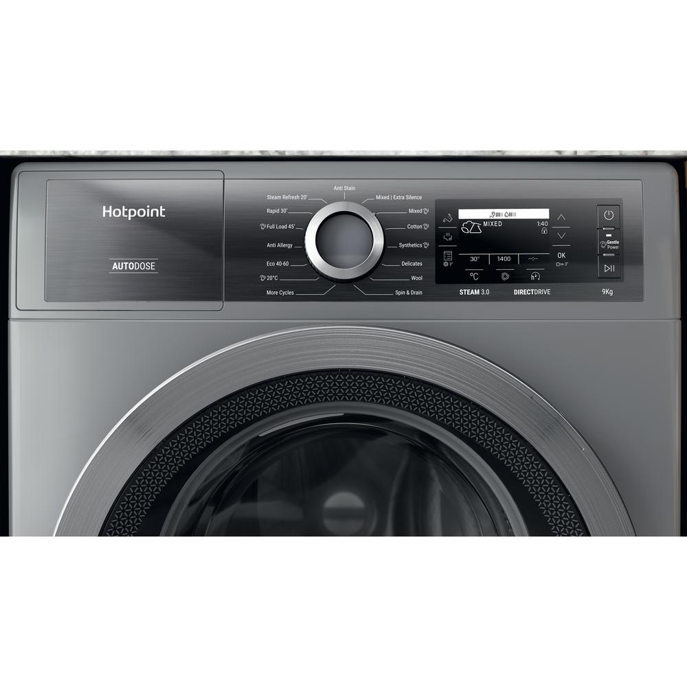 Hotpoint GentlePower 9kg Silver Washing Machine – A-30% Energy Efficient (H899ADSGPOWERUK)