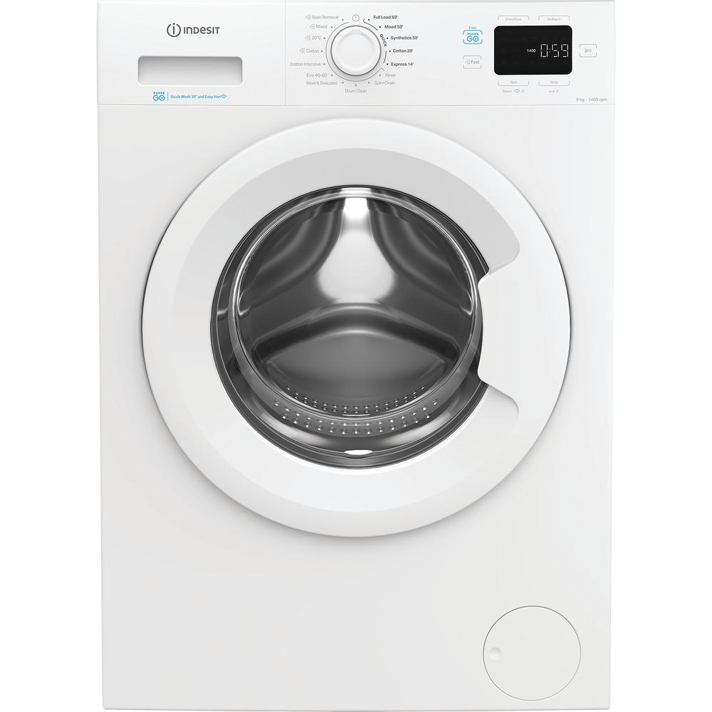 Indesit Push&Go 9kg Freestanding Washing Machine with Steam Hygiene, 1400 RPM – White (IP946PUSHGOUK)