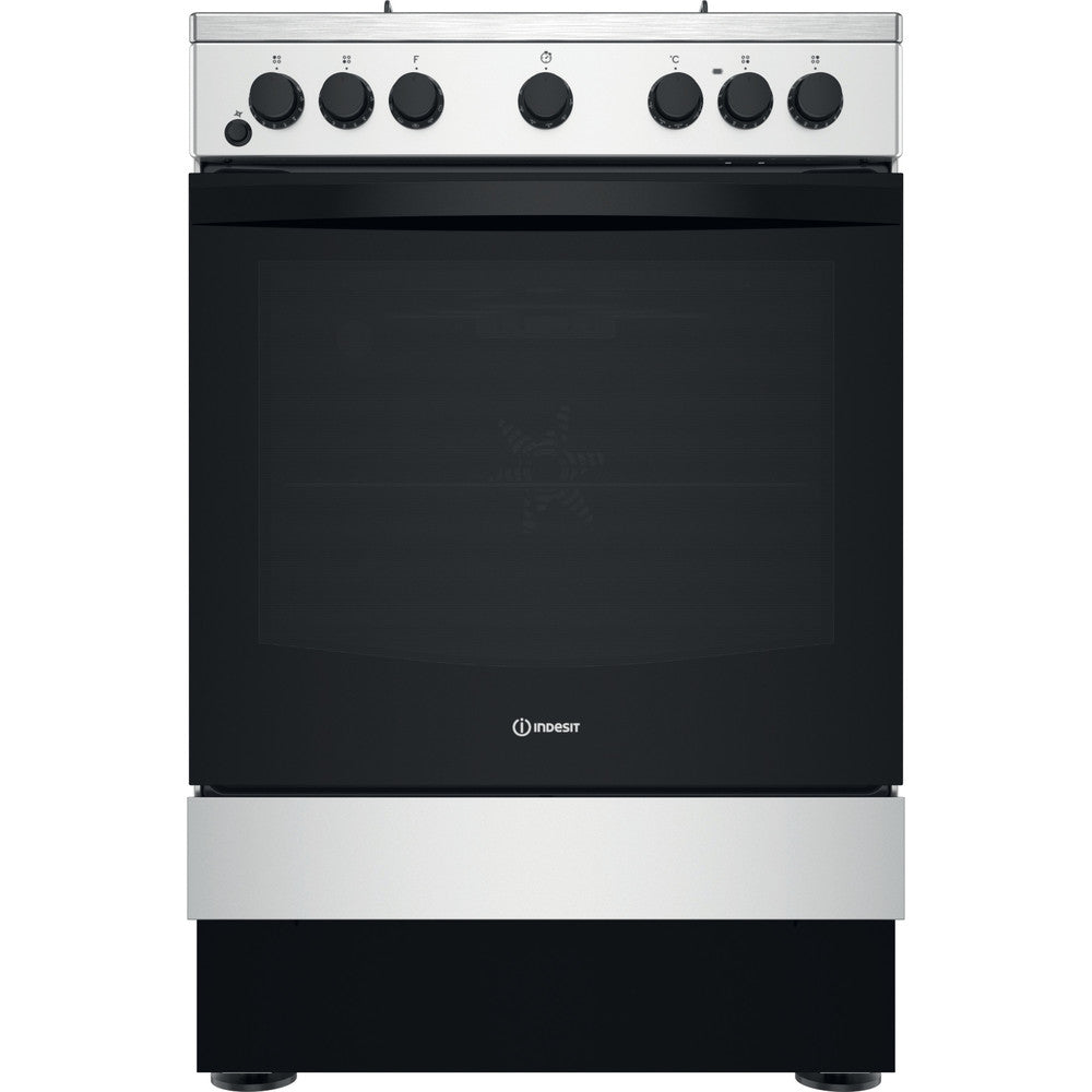 Indesit 50cm Dual Fuel Cooker - Inox - A Rated- White - IS67G5PHX