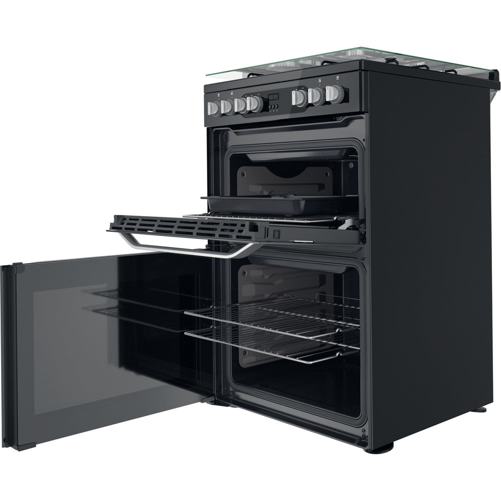 Hotpoint 60cm Dual Fuel Cooker - Black - A/A Rated - HDM67G9C2CB/UK
