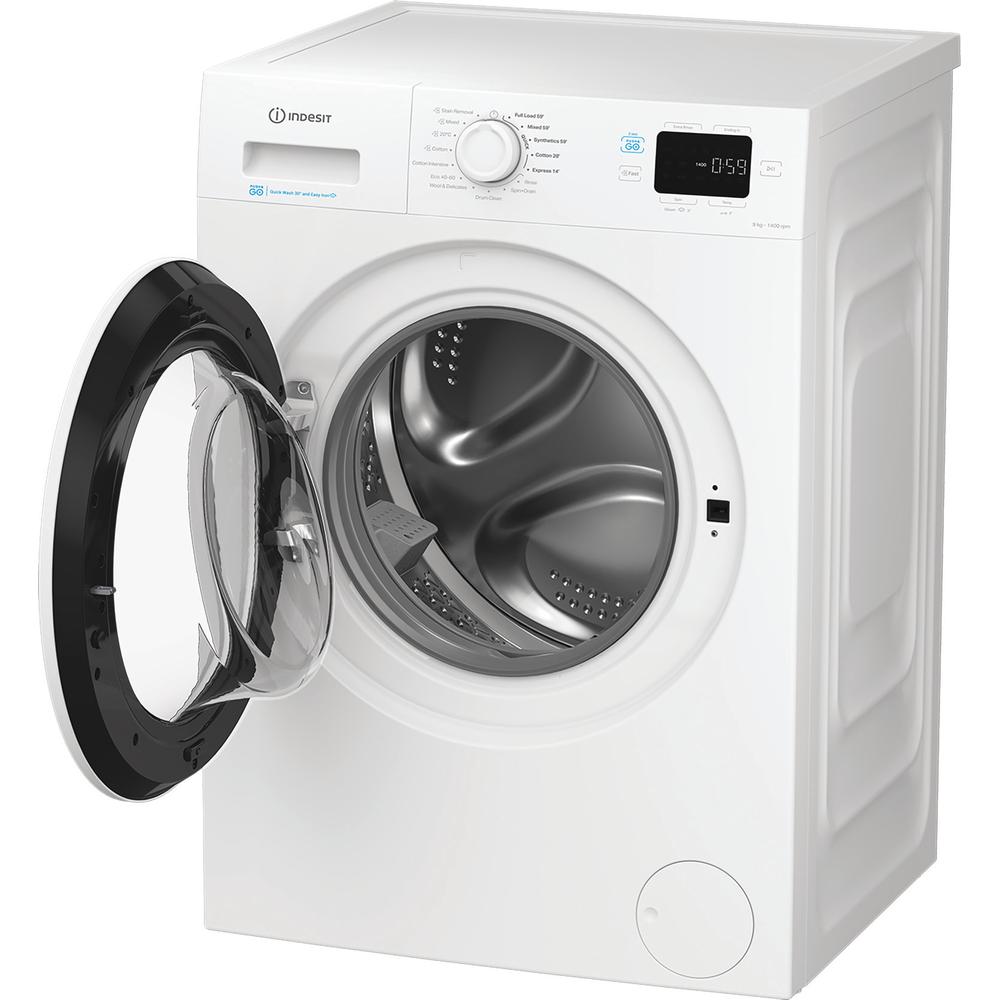Indesit Push&Go 9kg Freestanding Washing Machine with Steam Hygiene, 1400 RPM – White (IP946PUSHGOUK)
