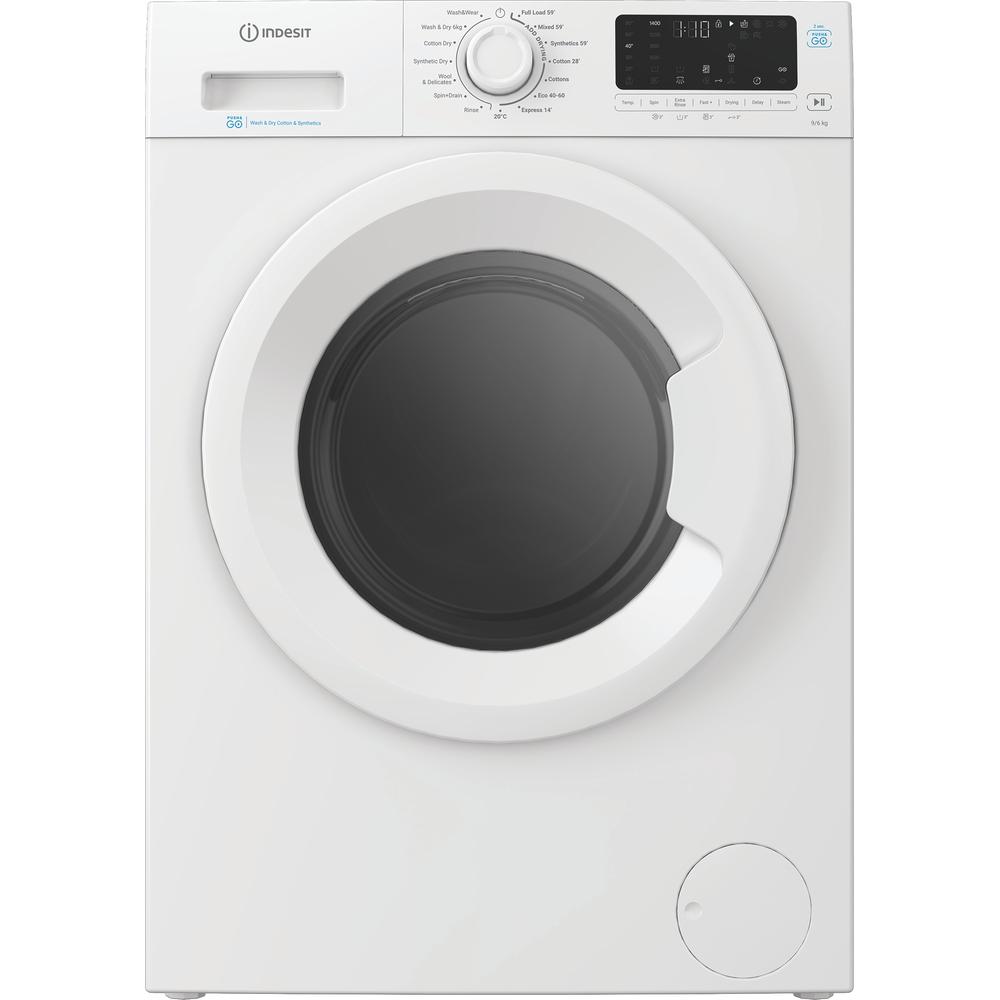 Indesit IDP 9646 Push&Go UK 9kg/6kg Washer Dryer – 1400RPM, Steam, Quick Wash & Dry, White (A Rated Wash)