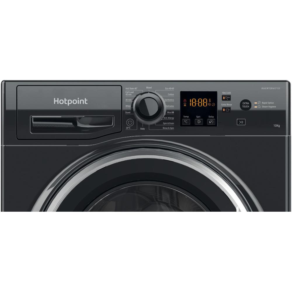Hotpoint NSWM 1046 BS UK 10kg 1400RPM Anti-Stain Washing Machine – A Rated, Quick Wash, Anti-Allergy, Black