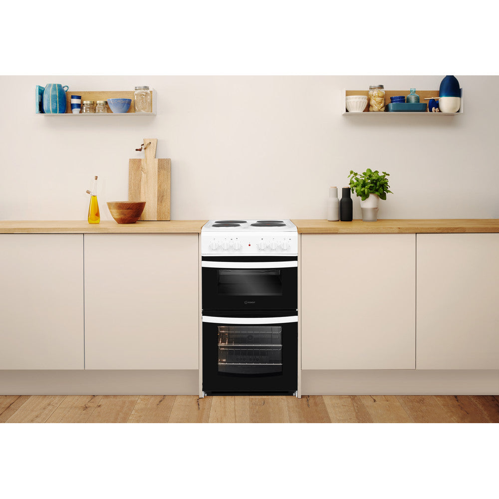 INDESIT 50 cm Electric Solid Plate Cooker – White -ID5E92KMW