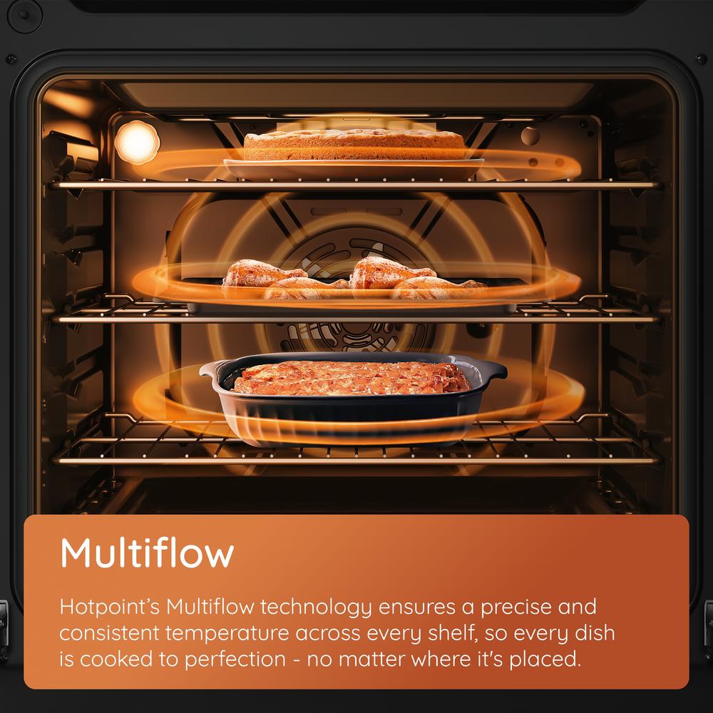 Hotpoint HDE6IDC2X 60cm Electric Double Cooker with Induction Hob – 75L Multiflow Oven, Catalytic Cleaning, A Rated, Stainless Steel