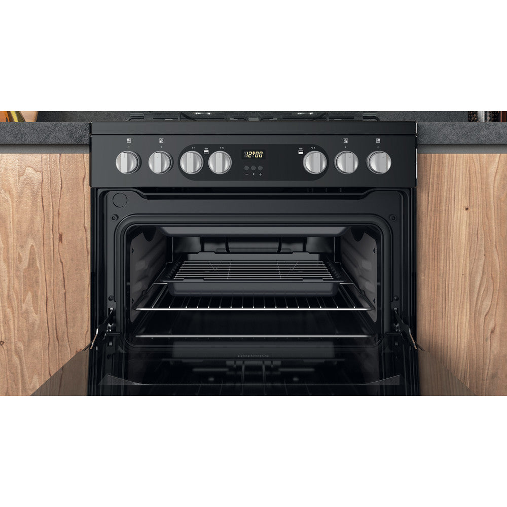 Hotpoint 60cm Dual Fuel Cooker - Black - A/A Rated - HDM67G9C2CB/UK