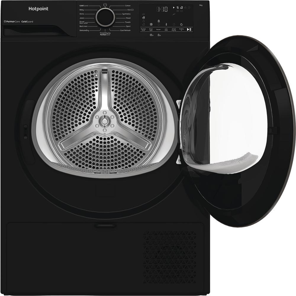 Hotpoint 9kg Heat Pump Tumble Dryer – Black, 60cm, Pet Hair Care (CHD93MBBUK)