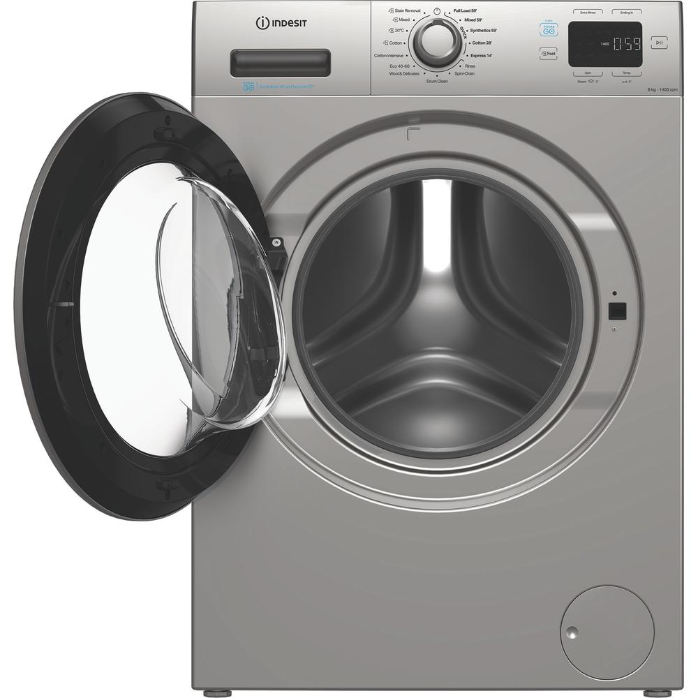 Indesit IP846SPUSHGOUK Push&Go 8kg 1400 Spin Washing Machine with Steam Technology – Silver, Rapid Cycles, A-Rated