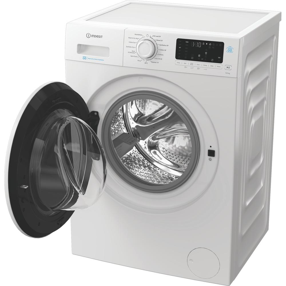 Indesit IDP 9646 Push&Go UK 9kg/6kg Washer Dryer – 1400RPM, Steam, Quick Wash & Dry, White (A Rated Wash)