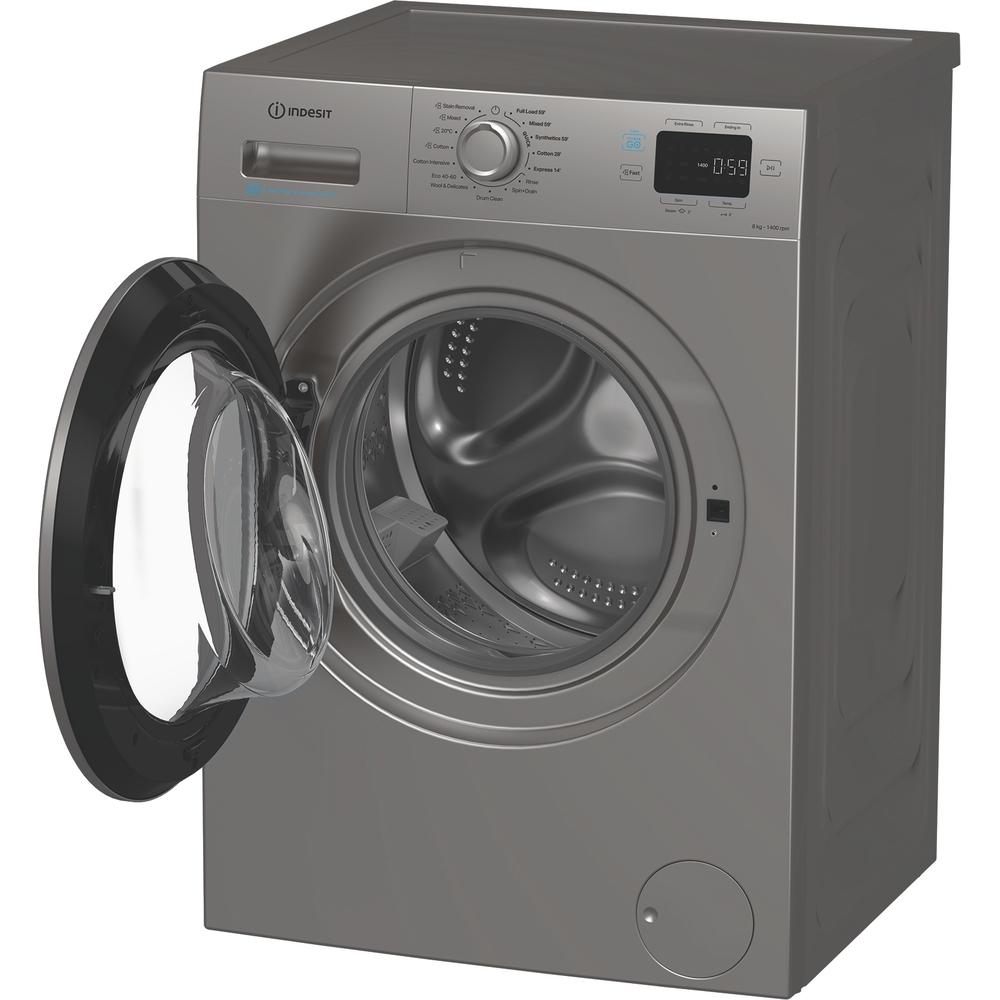 Indesit IP846SPUSHGOUK Push&Go 8kg 1400 Spin Washing Machine with Steam Technology – Silver, Rapid Cycles, A-Rated