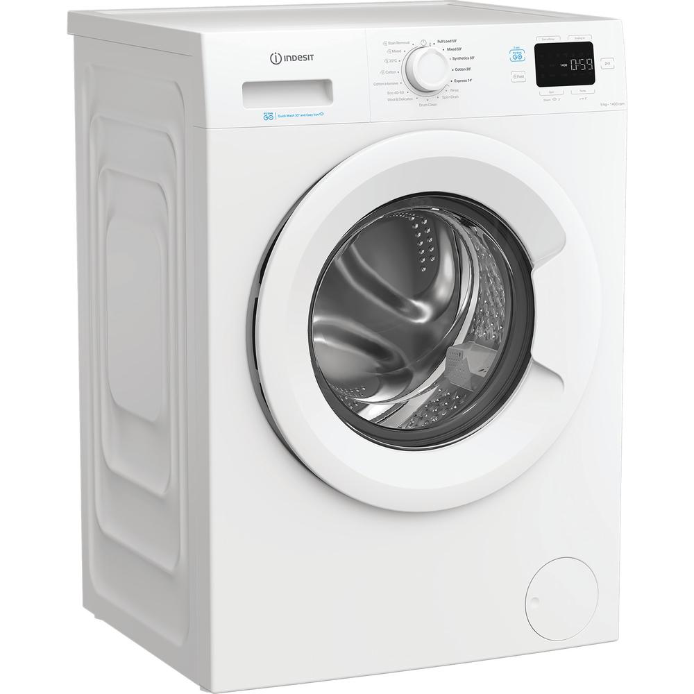 Indesit Push&Go 9kg Freestanding Washing Machine with Steam Hygiene, 1400 RPM – White (IP946PUSHGOUK)