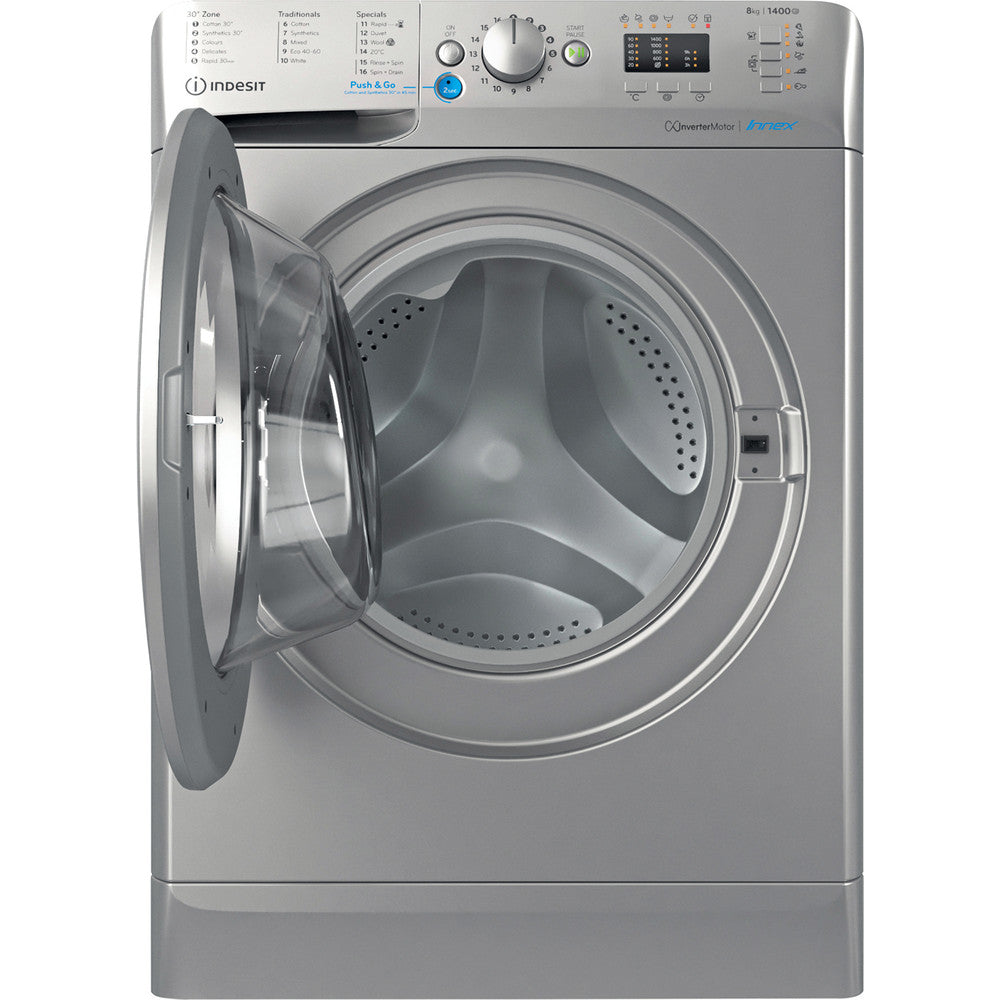 Indesit BWA81485XSUKN 8kg Washing Machine with 1400 rpm - Silver - B Rated