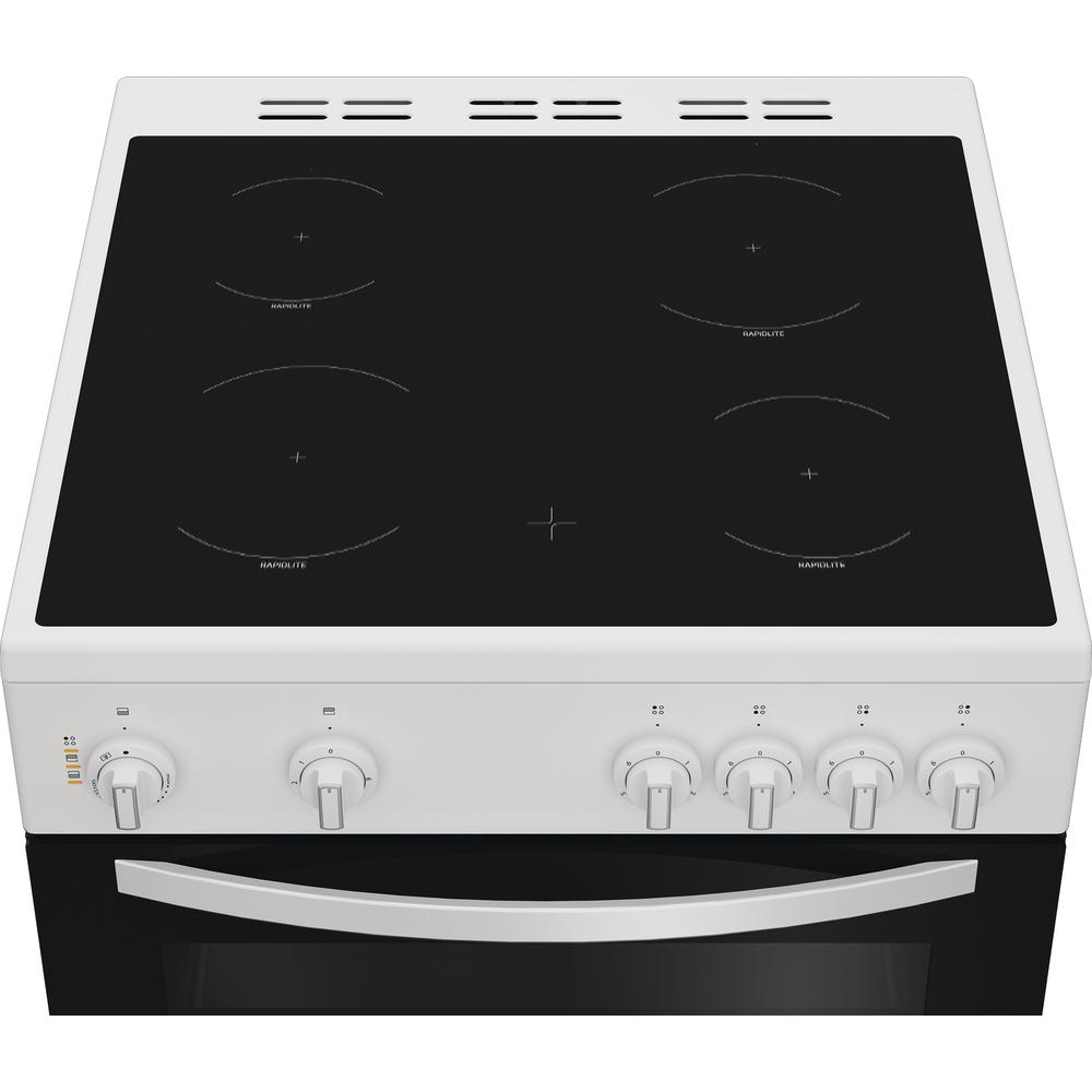 Indesit ITE6VMW 60cm Electric Twin Cooker with Ceramic Hob – Double Oven, 69L Capacity, White