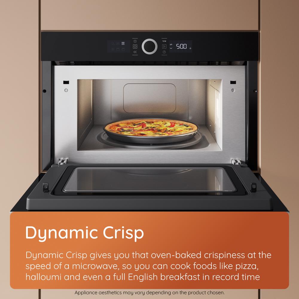 Hotpoint HMW47HMXUK Built-in Microwave with Grill, 40L, 900W Microwave / 1600W Grill, Dynamic Crisp, Stainless Steel, 455mm