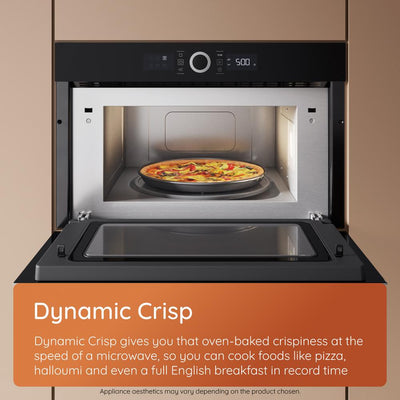 Hotpoint HMW47HMXUK Built-in Microwave with Grill, 40L, 900W Microwave / 1600W Grill, Dynamic Crisp, Stainless Steel, 455mm