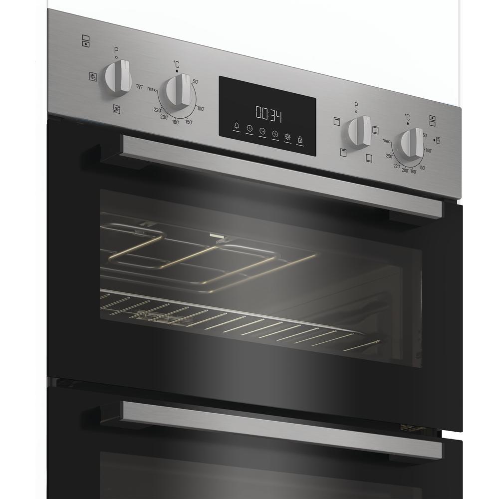 Indesit DII10DIX Built‑In Electric Double Oven – 69 L + 36 L, Twin Grill & Fan Cooking, Stainless Steel