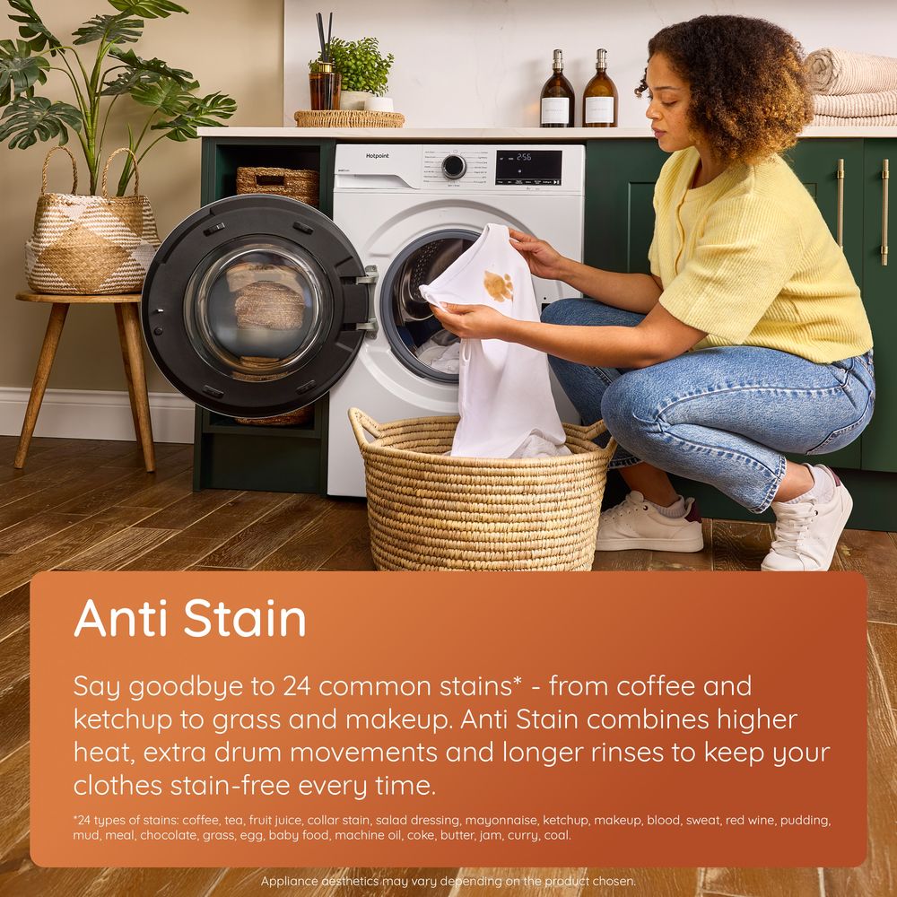 Hotpoint Fabric Care Pro 10kg 1400 Spin Washing Machine, AutoDose, WiFi Connected, Manhattan Grey, A-50% Rated – HP105GACARE