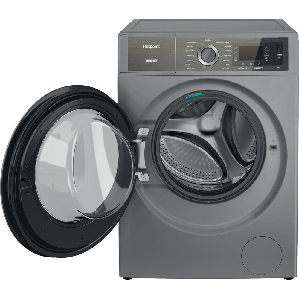 HOTPOINT GentlePower H8W946SBUK 9kg Washing Machine with 1400 rpm - Silver - A Rated