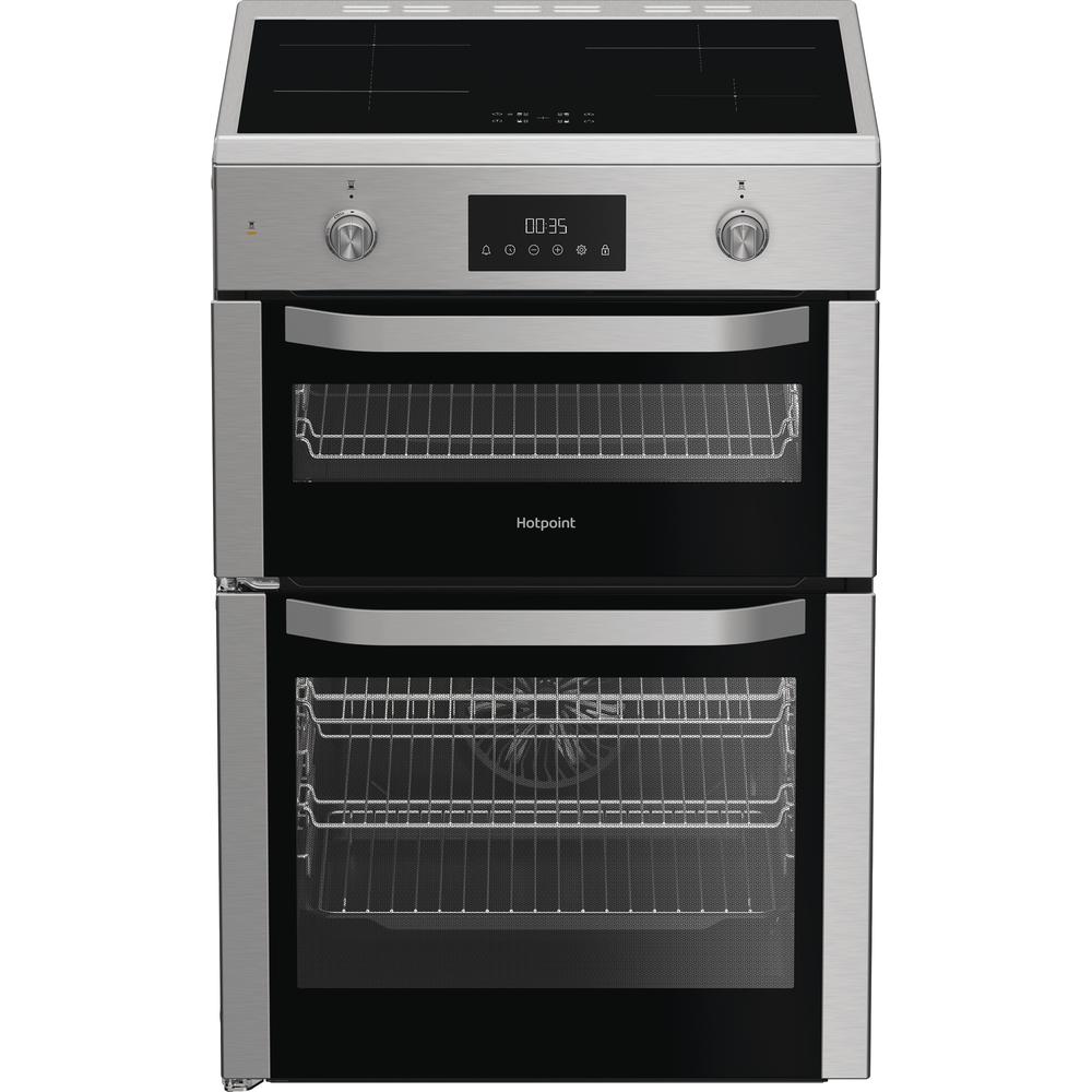 Hotpoint HDE6IDC2X 60cm Electric Double Cooker with Induction Hob – 75L Multiflow Oven, Catalytic Cleaning, A Rated, Stainless Steel