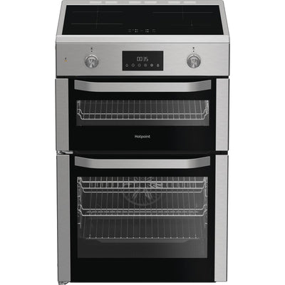 Hotpoint HDE6IDC2X 60cm Electric Double Cooker with Induction Hob – 75L Multiflow Oven, Catalytic Cleaning, A Rated, Stainless Steel